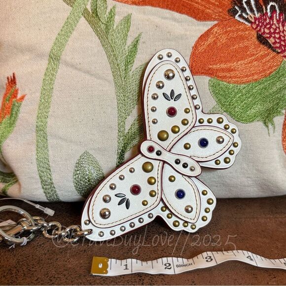 COACH BUTTERFLY BAG CHARM LARGE LEATHER WESTERN RIVETS STUDS KEY CHAIN NEW NWT - Picture 9 of 14